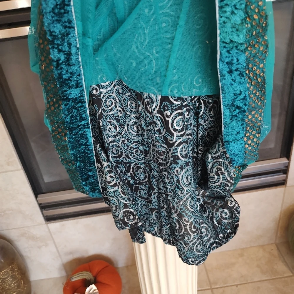 💥3/$20 Darshan Girls Green Beaded Lined Indian Dress Size 30 or Costume!